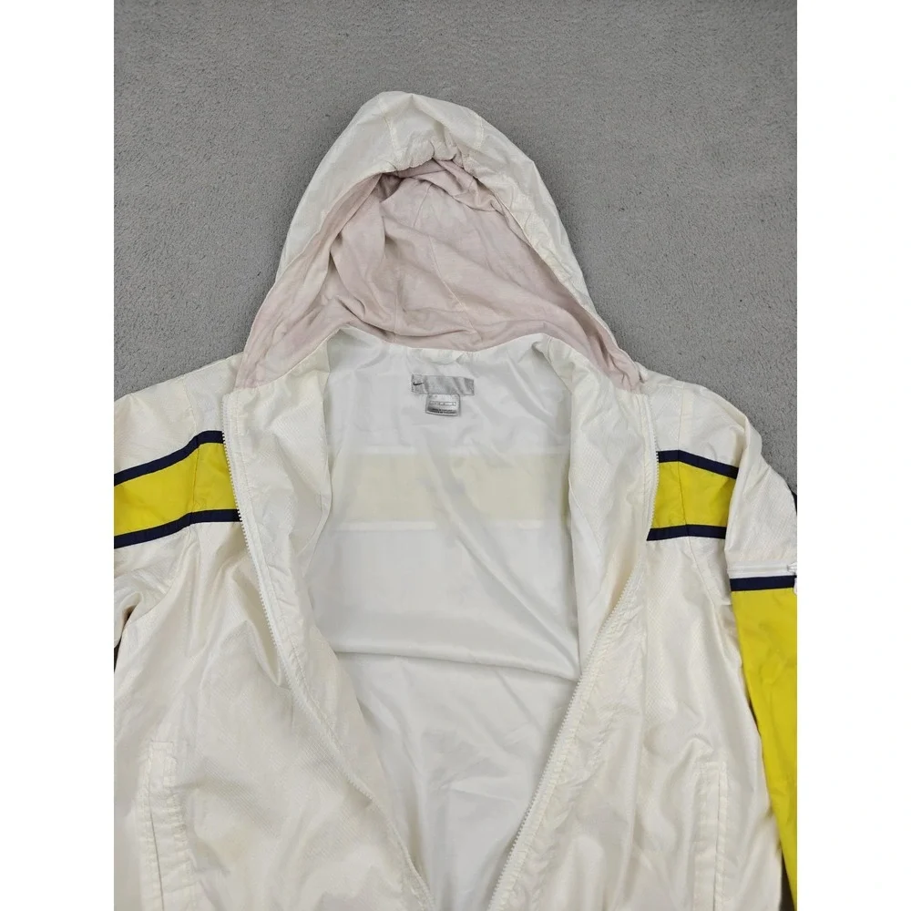 Vintage Nike Windbreaker‎ Jacket Youth Large 12-14 White Yellow Hooded Zip